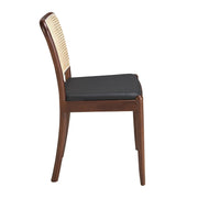 Angel Cerdá kőrisfa szék oldalnézetben fekete műbőr ülőlappal