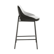 Kortárs, fekete fémvázas, dizájn bárszék szürke szövet és fekete műbőr kárpitozással.