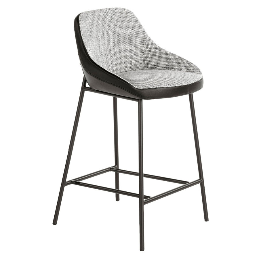 Angel Cerdá fekete fémvázas bárszék szürke szövet és fekete műbőr kárpitozással