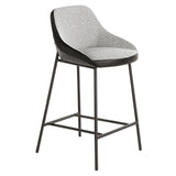 Angel Cerdá fekete fémvázas bárszék szürke szövet és fekete műbőr kárpitozással