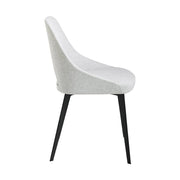 Kortárs stílusú, szürke színű szövettel kárpitozott, acél szerkezetű dizájn étkezőszék.