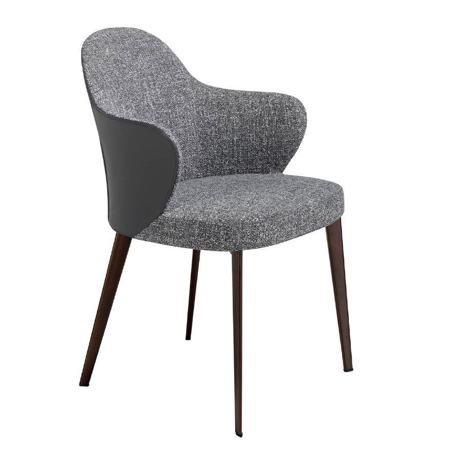 Angel Cerdá szürke szövet és műbőr étkezőszék fekete acél lábakkal