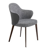 Angel Cerdá szürke szövet és műbőr étkezőszék fekete acél lábakkal