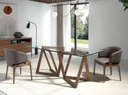 Angel Cerdá kőrisfa étkezőszék modern étkező enteriőrben üvegasztallal
