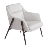 Angel Cerdá törtfehér szövet fotel barna acél lábakkal oldalnézet