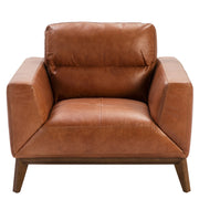 Kortárs design bőrfotel dohánybarna 86 cm