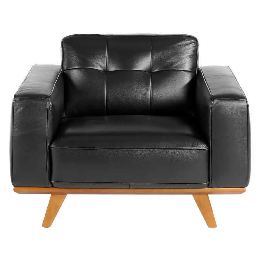 Angel Cerdá kortárs fekete marhabőr fotel front nézetből