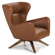 Kortárs stílusú, barna színű műbőrrel kárpitozott, forgatható, dizájn pihenőfotel