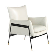 Kortárs stílusú, törtfehér színű, bőr dizájn fotel. acél szerkezettel