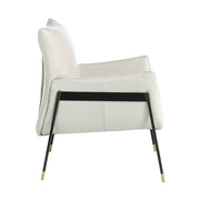 Kortárs stílusú, törtfehér színű, bőr dizájn fotel. acél szerkezettel