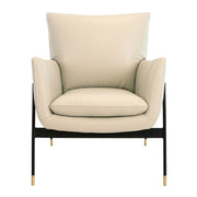 Angel Cerdá kortárs törtfehér bőrfotel front nézetből 87 cm