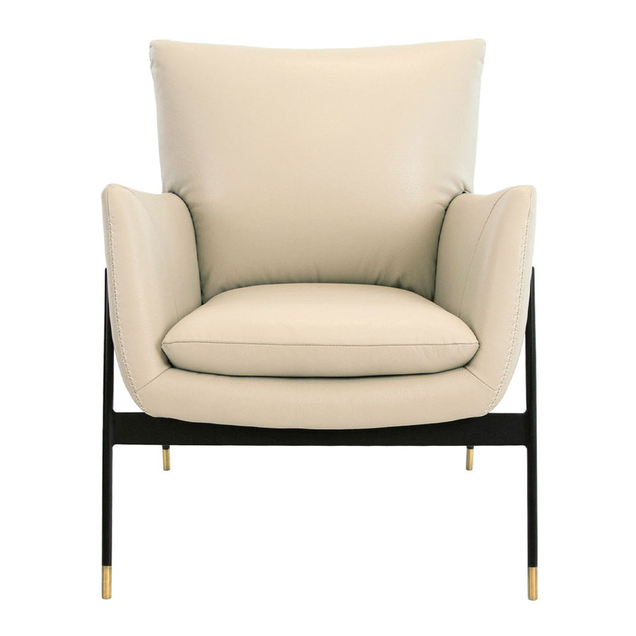 Angel Cerdá kortárs törtfehér bőrfotel front nézetből 87 cm