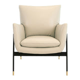 Angel Cerdá kortárs törtfehér bőrfotel front nézetből 87 cm