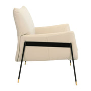 Angel Cerdá törtfehér design fotel oldalnézet fekete fém vázzal