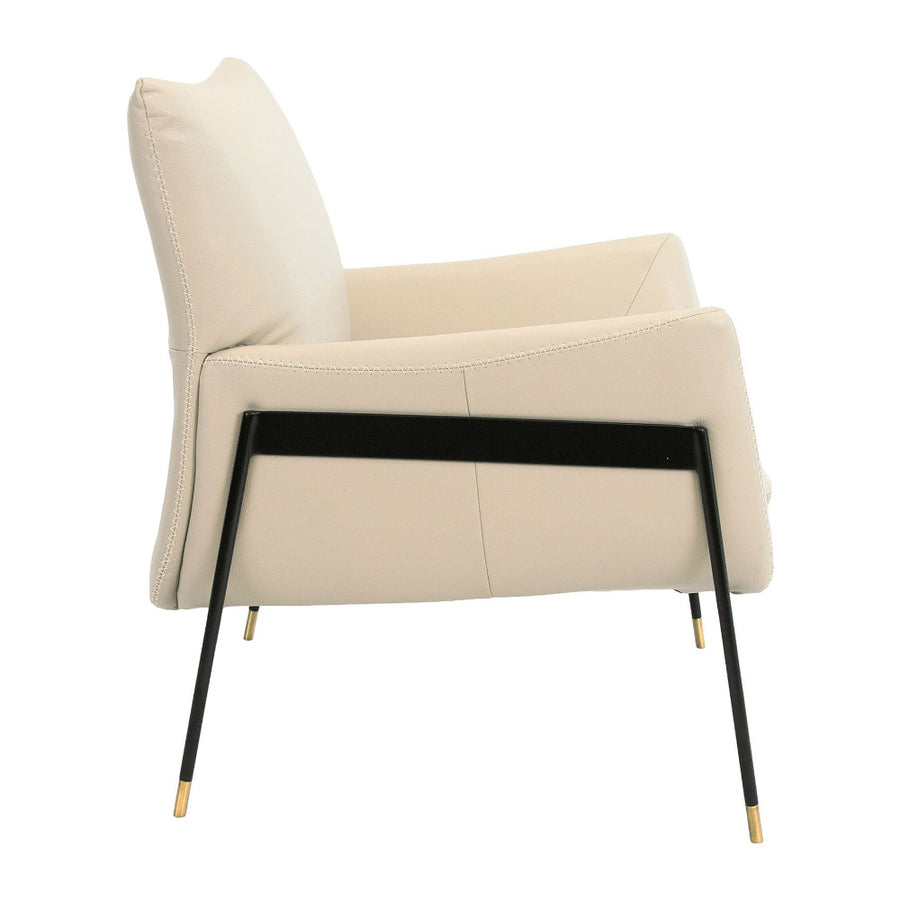 Angel Cerdá törtfehér design fotel oldalnézet fekete fém vázzal