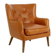 Angel Cerdá whiskey-barna valódi bőr dizájn fotel diószínű fa lábakkal