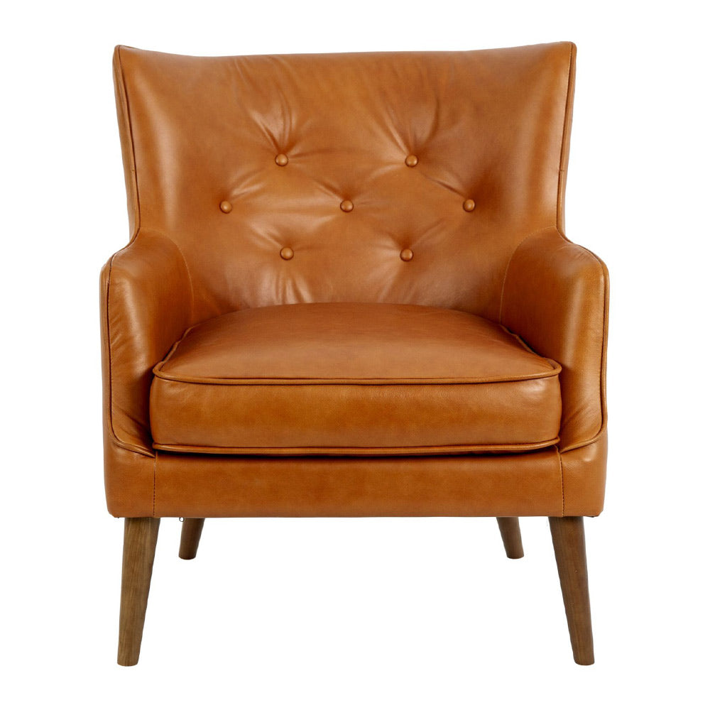 Angel Cerdá barna bőrfotel front nézetből 89 cm