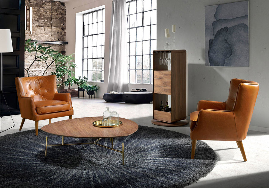 Angel Cerdá kortárs bőrfotelek páros elrendezésben design nappaliban