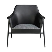 Kortárs stílusú, fekete színű, acél szerkezetű, formatervezett dizájn karosszék.