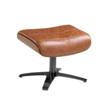 Angel Cerdá karamellbarna bőr forgatható ottomán diófa furnérral és acél lábazattal