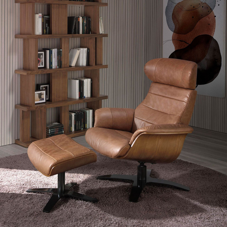 Angel Cerdá kortárs bőr ottomán modern nappali enteriőrben