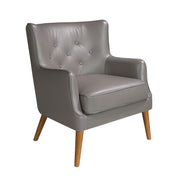 Angel Cerdá hamuszürke bőr dizájn fotel diószínű fa lábakkal