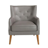 Angel Cerdá kortárs hamuszürke bőrfotel front nézetből 89 cm