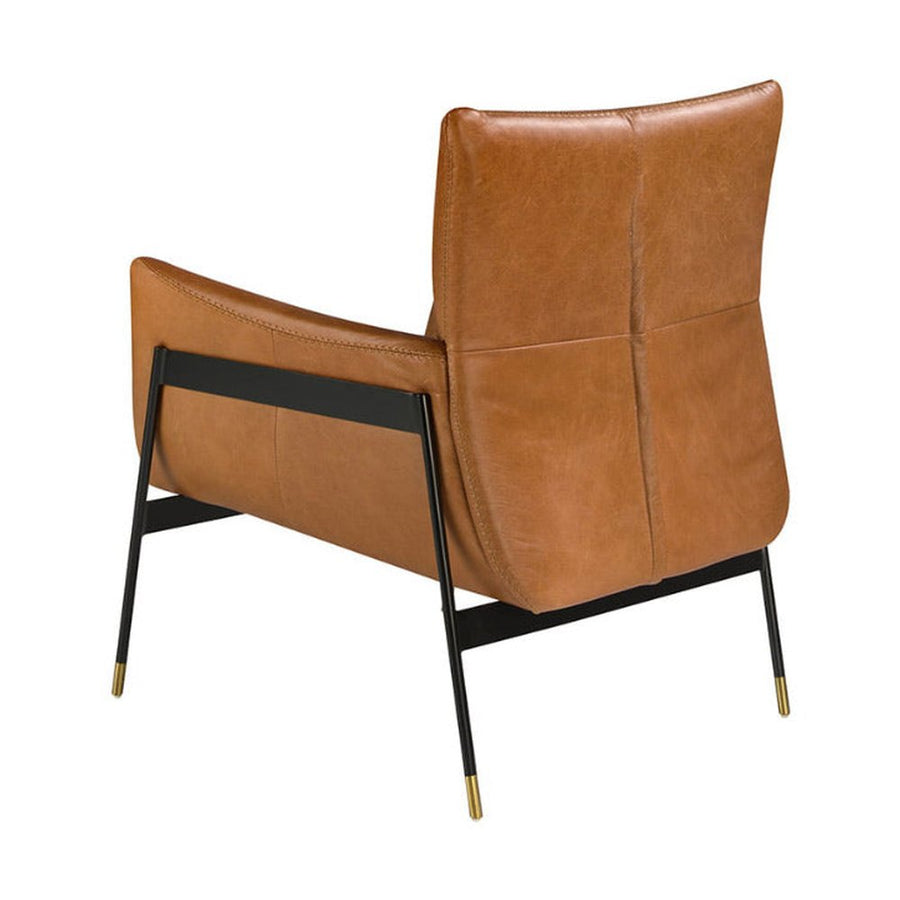 Kortárs stílusú, barna színű, bőr dizájn fotel. acél szerkezettel