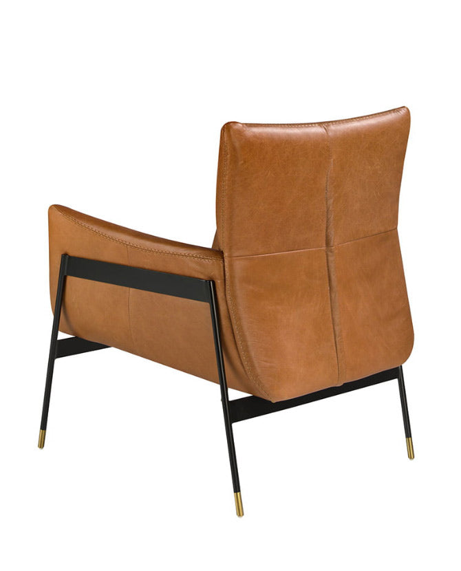Kortárs stílusú, barna színű, bőr dizájn fotel. acél szerkezettel
