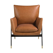 Kortárs stílusú, barna színű, bőr dizájn fotel. acél szerkezettel