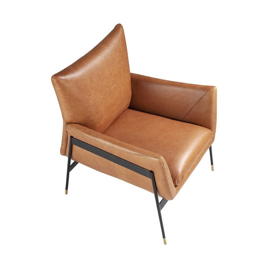 Kortárs stílusú, barna színű, bőr dizájn fotel. acél szerkezettel