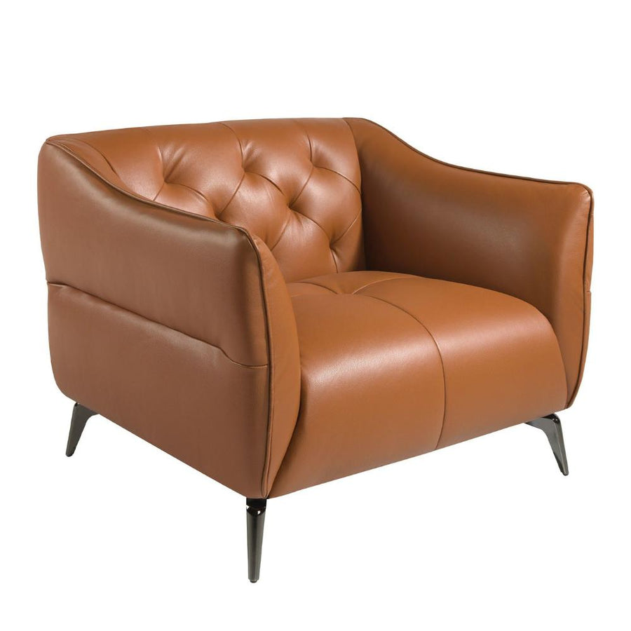 Angel Cerdá agyagbarna fotel gombbehúzott háttámlával