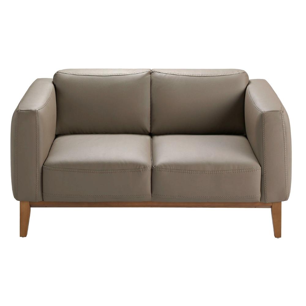 Kortárs taupe bőr kanapé elölnézet 159 cm