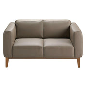 Kortárs taupe bőr kanapé elölnézet 159 cm