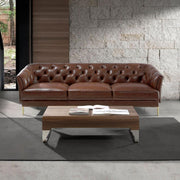 Angel Cerdá modern Chesterfield bőr kanapé nappali enteriőrben