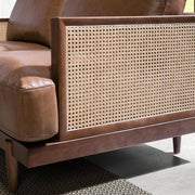 Rattan oldalpanel részlet diószínű fa kerettel