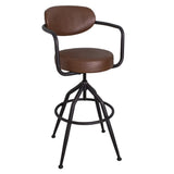 Barna műbőr ülőfelületű ipari bárszék – fekete fémszerkezet, Factory kollekció