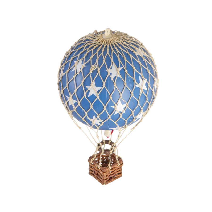 Vintage stílusú, függeszthető kialakítású, kék-bézs színű dekorációs hőlégballon