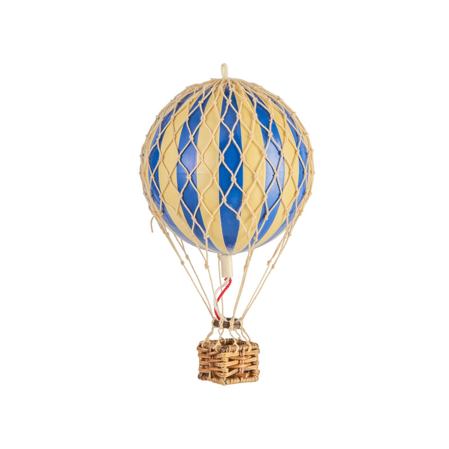 Vintage stílusú, függeszthető kialakítású, kék-bézs színű dekorációs hőlégballon