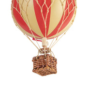 Vintage stílusú, kis méretű, függeszthető, piros-bézs színű dekorációs hőlégballon díszdobozban