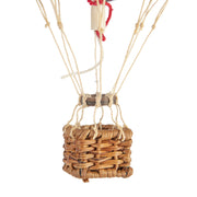 Vintage stílusú, kis méretű, függeszthető, piros-bézs színű dekorációs hőlégballon díszdobozban