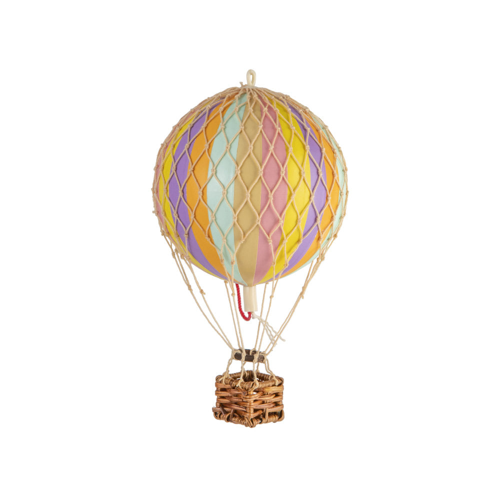 Vintage stílusú, függeszthető, pasztell szivárványszínű dekorációs hőlégballon