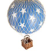 Vintage stílusú, függeszthető kialakítású, kék-bézs színű dekorációs hőlégballon