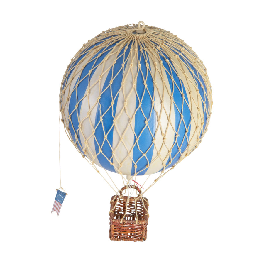 Vintage stílusú, függeszthető kialakítású, kék-bézs színű dekorációs hőlégballon