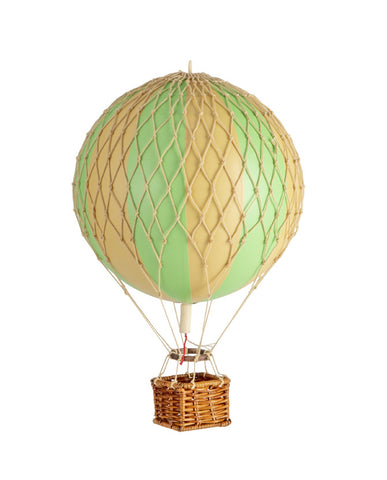 Vintage stílusú, függeszthető kialakítású, zöld-bézs színű dekorációs hőlégballon