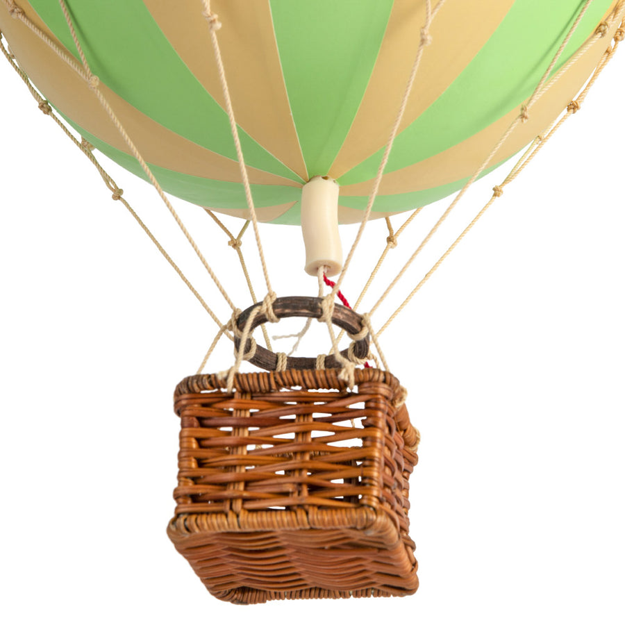 Vintage stílusú, függeszthető kialakítású, zöld-bézs színű dekorációs hőlégballon