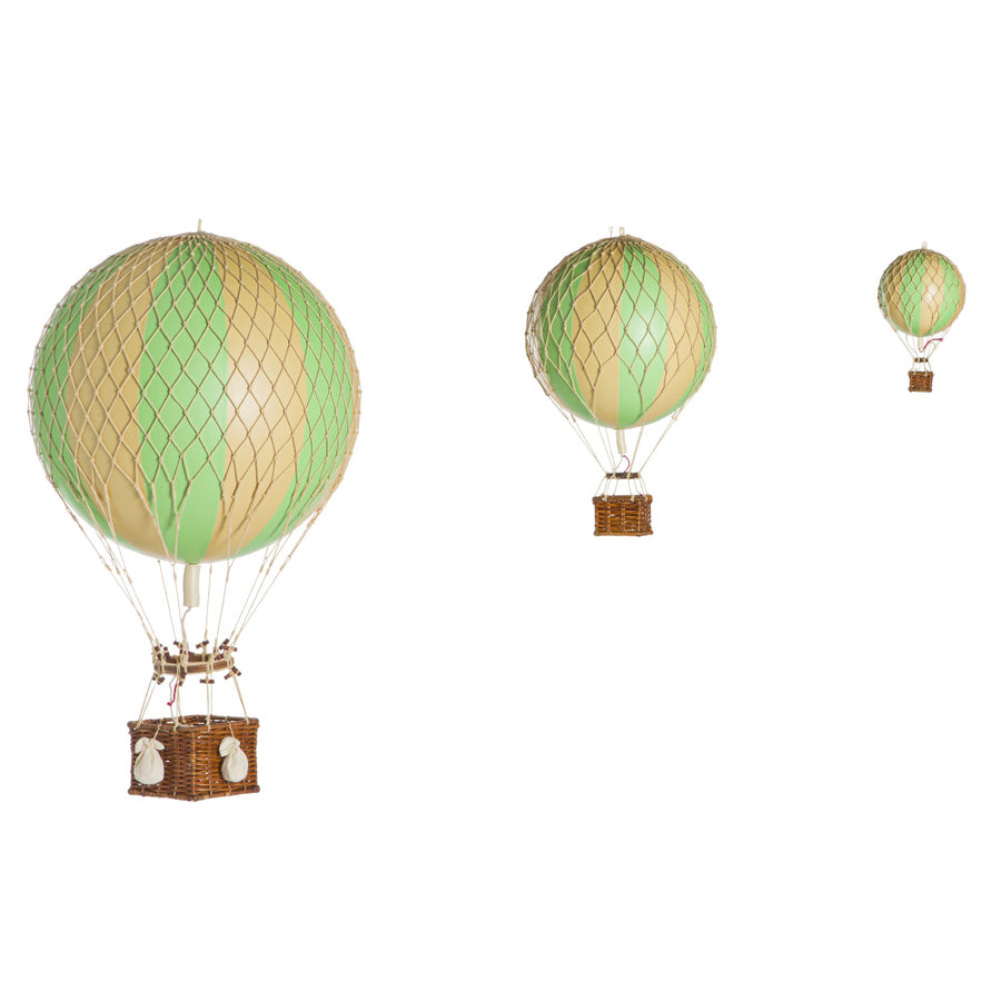 Vintage stílusú, függeszthető kialakítású, zöld-bézs színű dekorációs hőlégballon