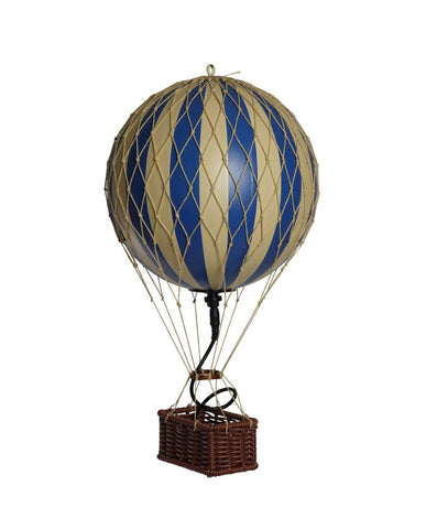 Vintage stílusú, függeszthető, kék-bézs színű dekorációs hőlégballon LED világítással