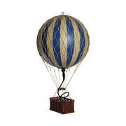 Vintage stílusú, függeszthető, kék-bézs színű dekorációs hőlégballon LED világítással