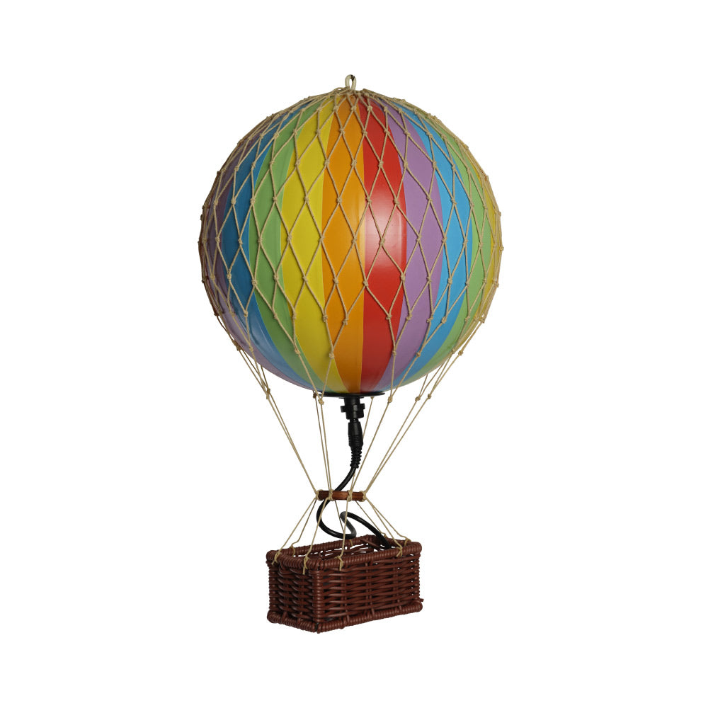 Vintage stílusú, óriás, függeszthető, szivárványszínű dekorációs hőlégballon LED világítással